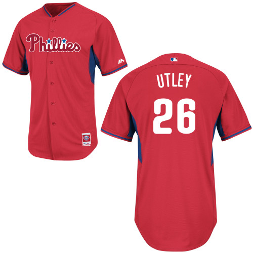 Chase Utley #26 mlb Jersey-Philadelphia Phillies Women's Authentic 2014 Red Cool Base BP Baseball Jersey